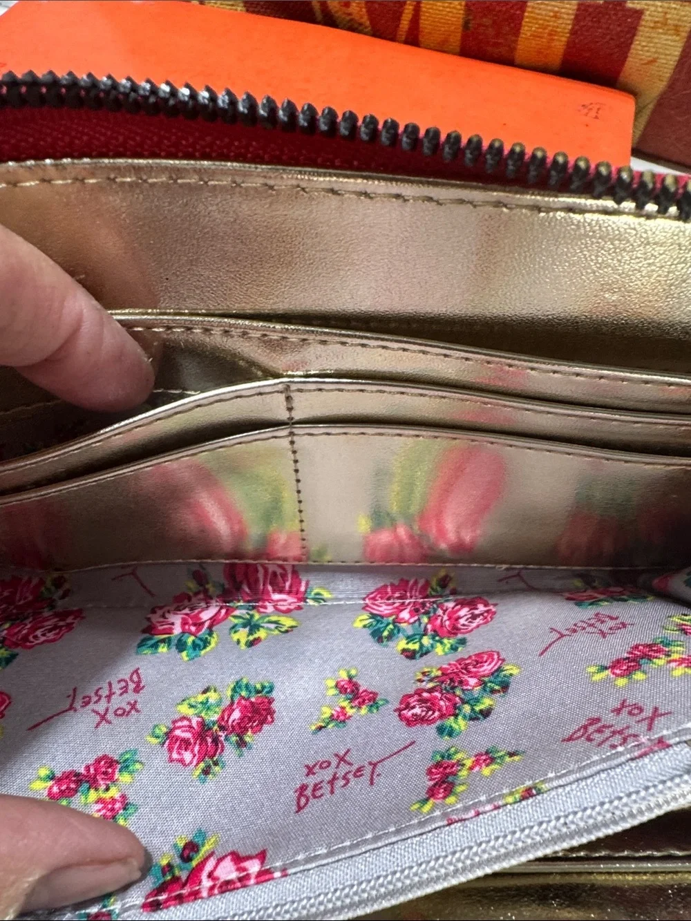Betsey Johnson Leopard Print Zip Wallet with Pink Trim